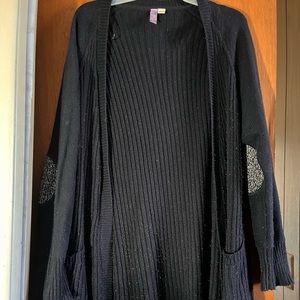 Navy blue cardigan with elbow patches